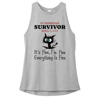 New Jersey Nj Earthquake Survivor IM Fine Everythings Fine Ladies PosiCharge Tri-Blend Wicking Tank