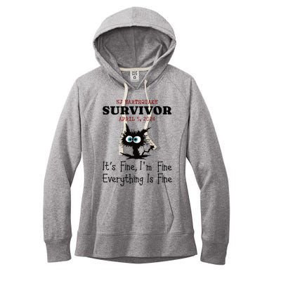 New Jersey Nj Earthquake Survivor IM Fine Everythings Fine Women's Fleece Hoodie