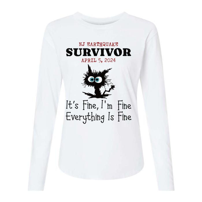 New Jersey Nj Earthquake Survivor IM Fine Everythings Fine Womens Cotton Relaxed Long Sleeve T-Shirt