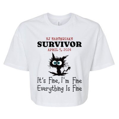 New Jersey Nj Earthquake Survivor IM Fine Everythings Fine Bella+Canvas Jersey Crop Tee