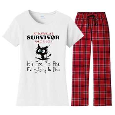 New Jersey Nj Earthquake Survivor IM Fine Everythings Fine Women's Flannel Pajama Set