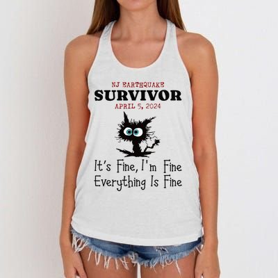 New Jersey Nj Earthquake Survivor IM Fine Everythings Fine Women's Knotted Racerback Tank