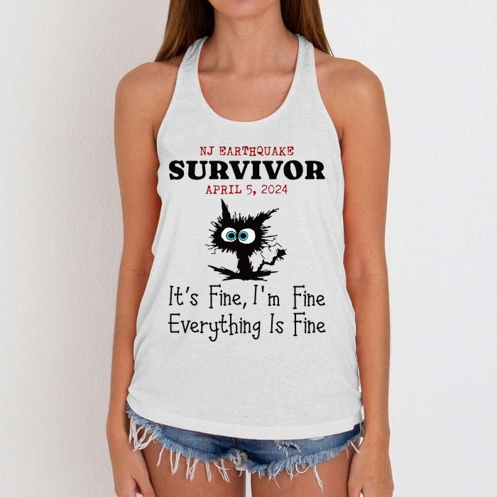 New Jersey Nj Earthquake Survivor IM Fine Everythings Fine Women's Knotted Racerback Tank