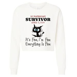 New Jersey Nj Earthquake Survivor IM Fine Everythings Fine Cropped Pullover Crew