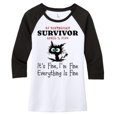 New Jersey Nj Earthquake Survivor IM Fine Everythings Fine Women's Tri-Blend 3/4-Sleeve Raglan Shirt