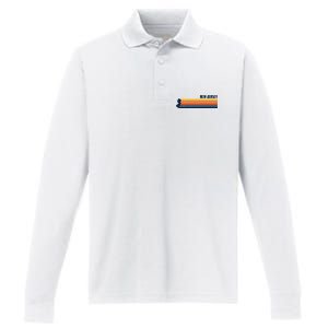 Retro Vintage New Jersey Performance Long Sleeve Polo