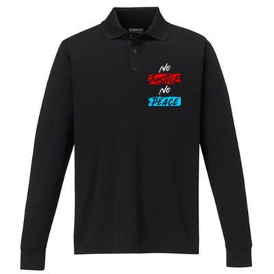 No Justice No Peace Performance Long Sleeve Polo