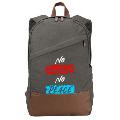 No Justice No Peace Cotton Canvas Backpack