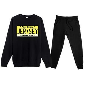 New Jersey Nj License Plate Classic Premium Crewneck Sweatsuit Set