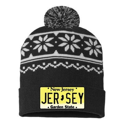 New Jersey Nj License Plate Classic USA-Made Snowflake Beanie