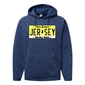 New Jersey Nj License Plate Classic Performance Fleece Hoodie