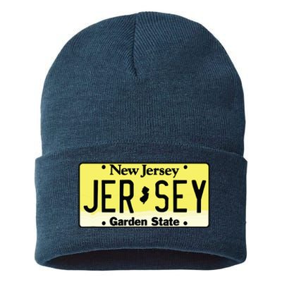 New Jersey Nj License Plate Classic Sustainable Knit Beanie