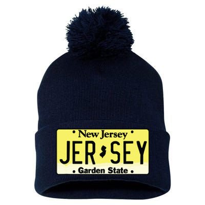 New Jersey Nj License Plate Classic Pom Pom 12in Knit Beanie