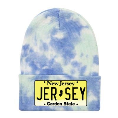 New Jersey Nj License Plate Classic Tie Dye 12in Knit Beanie