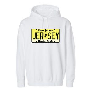 New Jersey Nj License Plate Classic Garment-Dyed Fleece Hoodie