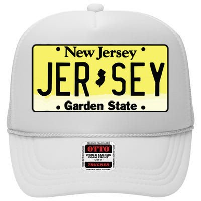 New Jersey Nj License Plate Classic High Crown Mesh Back Trucker Hat