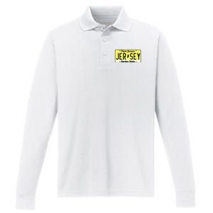 New Jersey Nj License Plate Classic Performance Long Sleeve Polo