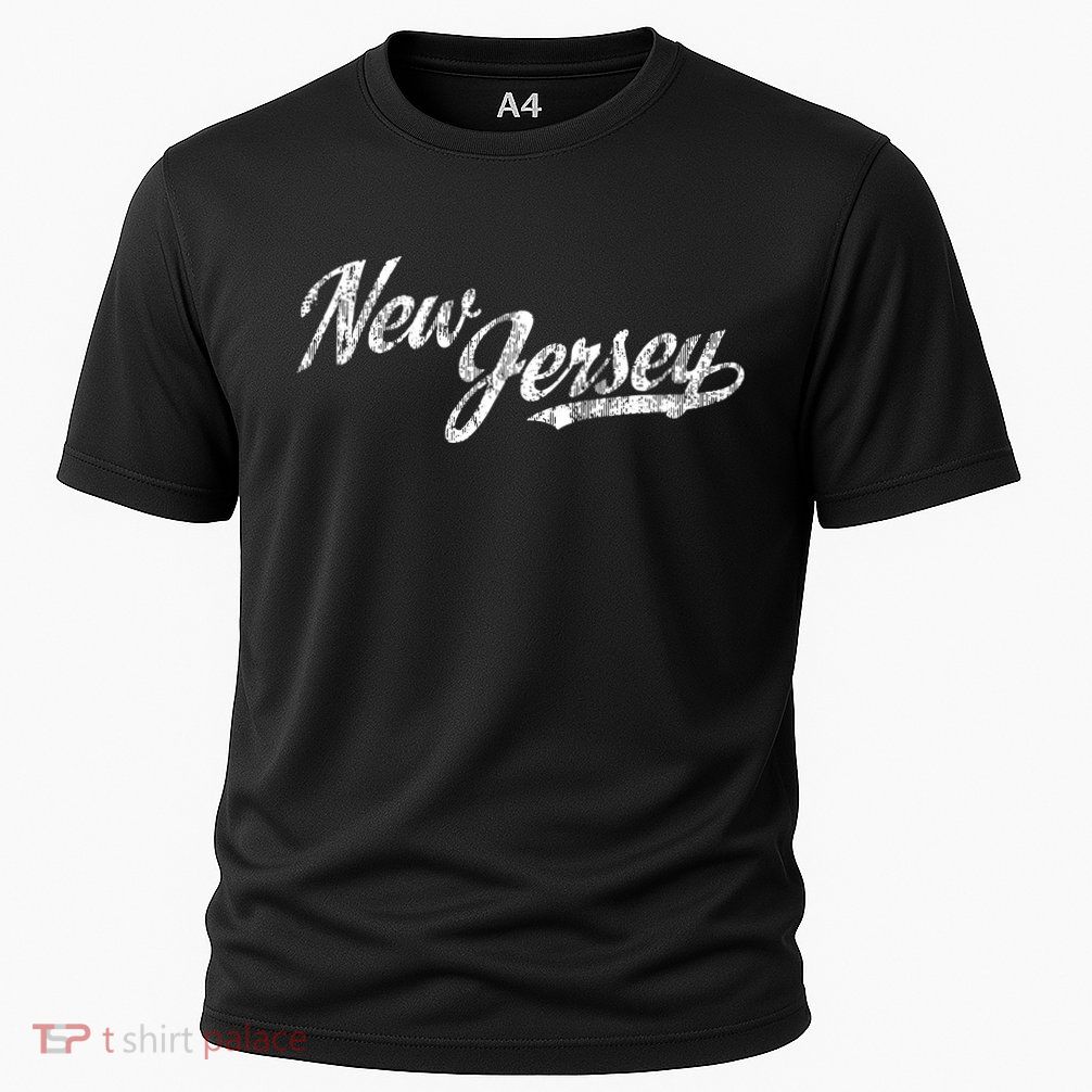 New Jersey Nj Vintage Sports Script Retro Performance Shirt