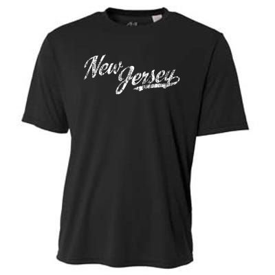 New Jersey Nj Vintage Sports Script Retro Cooling Performance Crew T-Shirt