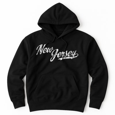 New Jersey Nj Vintage Sports Script Retro Hoodie