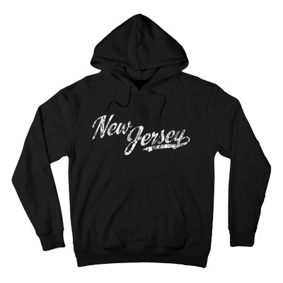 New Jersey Nj Vintage Sports Script Retro Hoodie