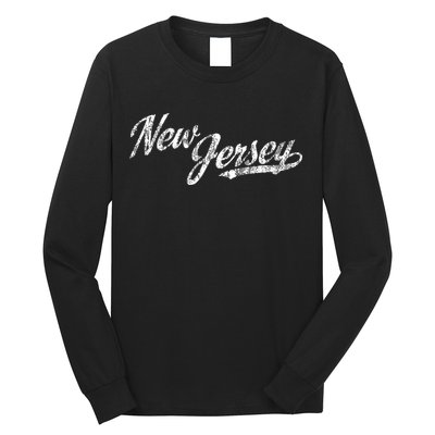 New Jersey Nj Vintage Sports Script Retro Long Sleeve Shirt