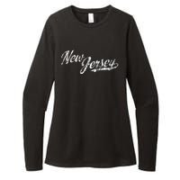 New Jersey Nj Vintage Sports Script Retro Womens CVC Long Sleeve Shirt