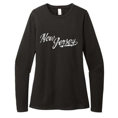 New Jersey Nj Vintage Sports Script Retro Womens CVC Long Sleeve Shirt