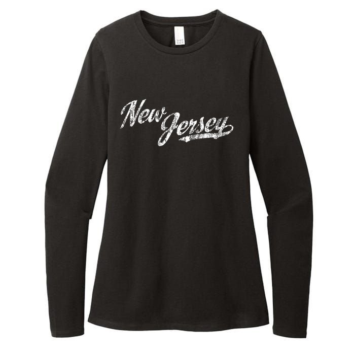 New Jersey Nj Vintage Sports Script Retro Womens CVC Long Sleeve Shirt