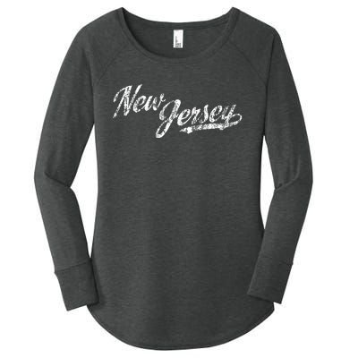 New Jersey Nj Vintage Sports Script Retro Women's Perfect Tri Tunic Long Sleeve Shirt