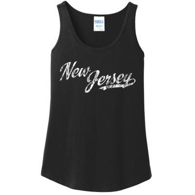 New Jersey Nj Vintage Sports Script Retro Ladies Essential Tank