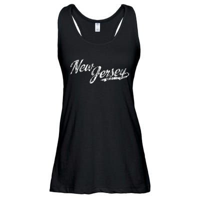 New Jersey Nj Vintage Sports Script Retro Ladies Essential Flowy Tank