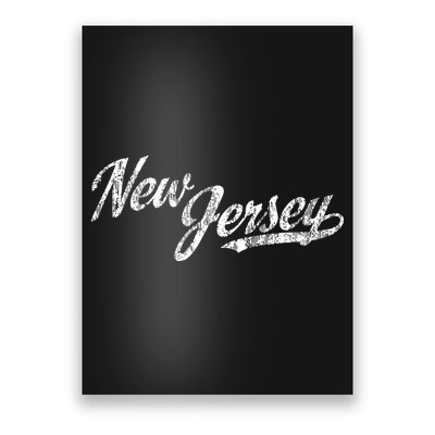New Jersey Nj Vintage Sports Script Retro Poster