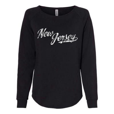 New Jersey Nj Vintage Sports Script Retro Womens California Wash Sweatshirt