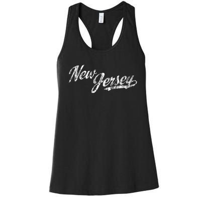 New Jersey Nj Vintage Sports Script Retro Women's Racerback Tank