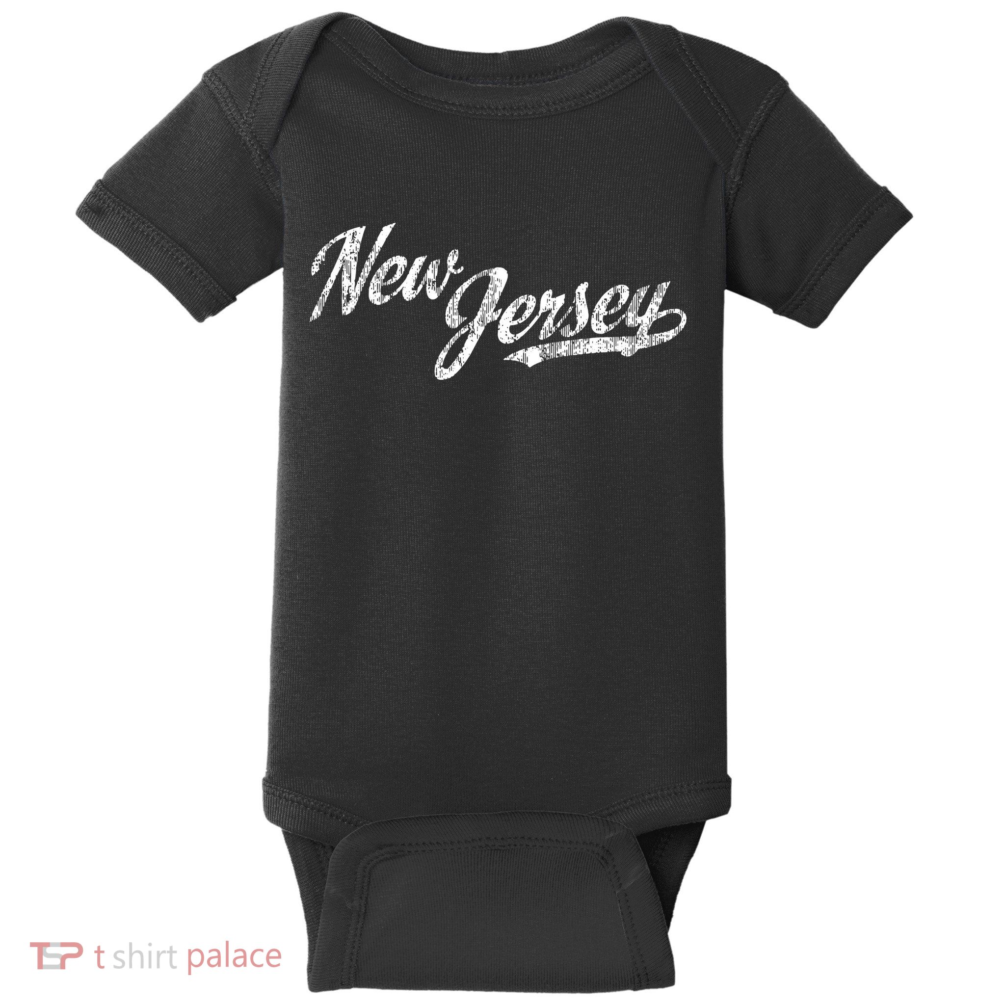 New Jersey Nj Vintage Sports Script Retro Baby Bodysuit