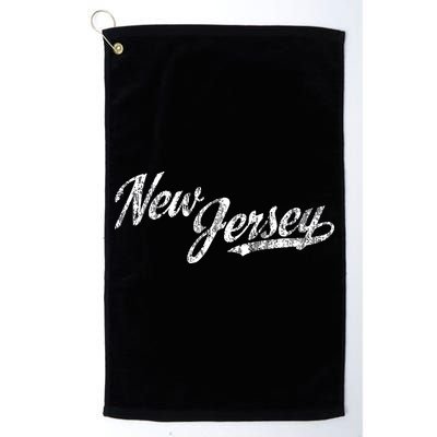 New Jersey Nj Vintage Sports Script Retro Golf Towel