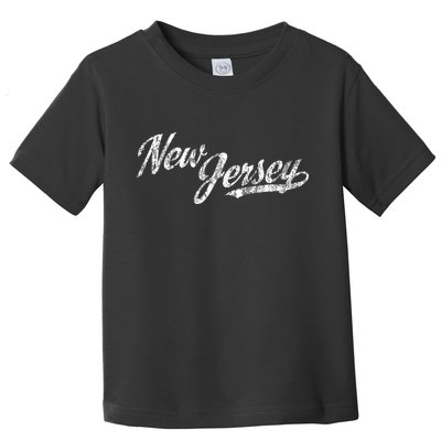 New Jersey Nj Vintage Sports Script Retro Toddler T-Shirt