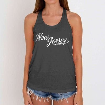 New Jersey Nj Vintage Sports Script Retro Women's Knotted Racerback Tank