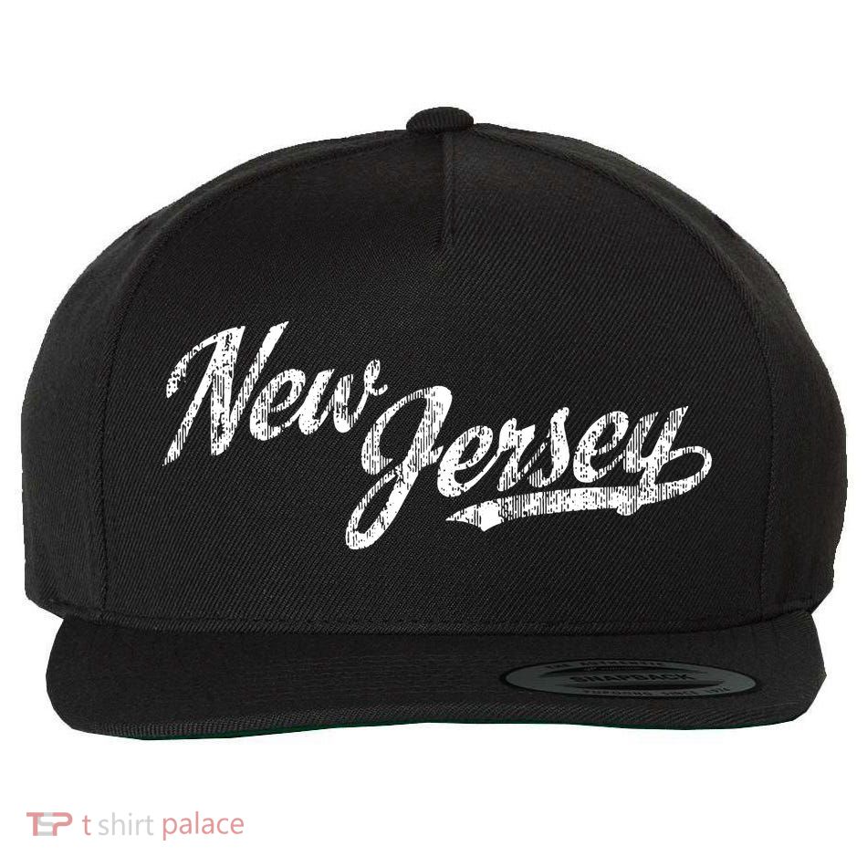 New Jersey Nj Vintage Sports Script Retro Wool Snapback Cap