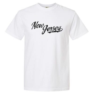 New Jersey Nj Vintage Sports Script Retro Garment-Dyed Heavyweight T-Shirt