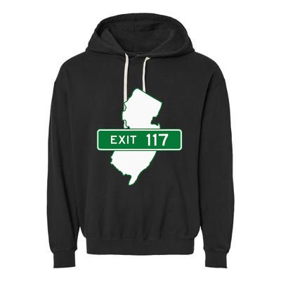 New Jersey Nj Gsp Garden State Parkway Exit Sign 117 Garment-Dyed Fleece Hoodie