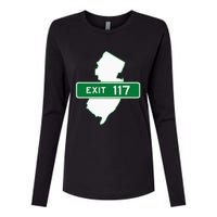 New Jersey Nj Gsp Garden State Parkway Exit Sign 117 Womens Cotton Relaxed Long Sleeve T-Shirt