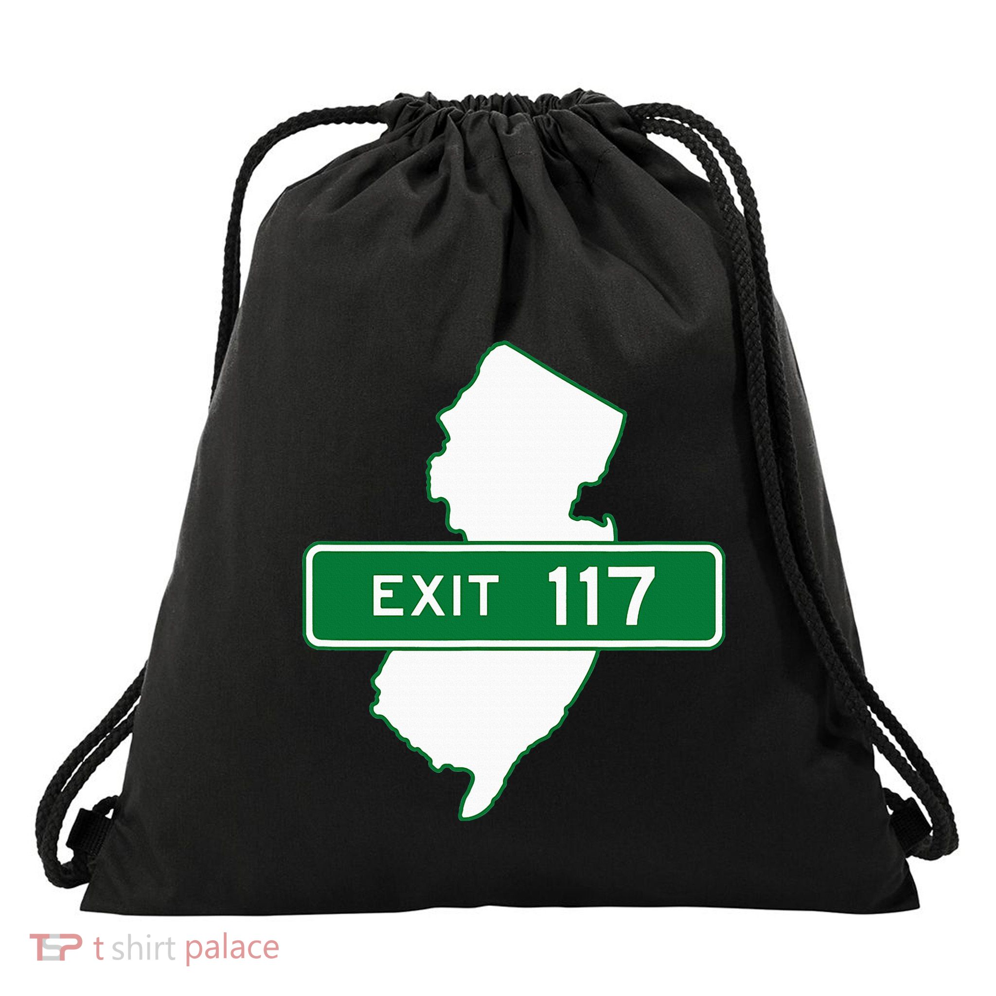 New Jersey Nj Gsp Garden State Parkway Exit Sign 117 Drawstring Bag