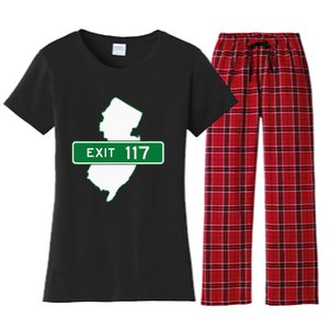 New Jersey Nj Gsp Garden State Parkway Exit Sign 117 Women's Flannel Pajama Set