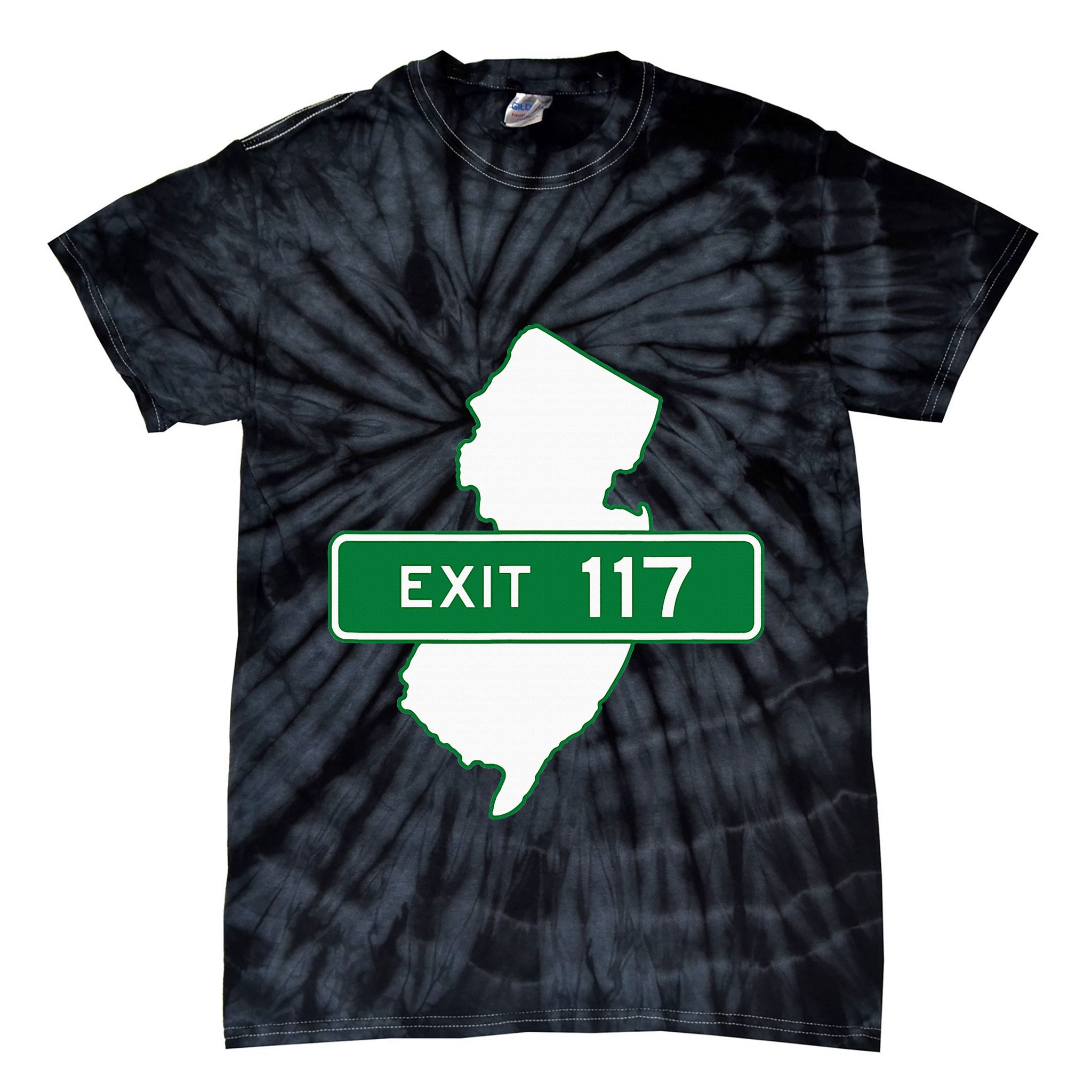New Jersey Nj Gsp Garden State Parkway Exit Sign 117 Tie-Dye T-Shirt