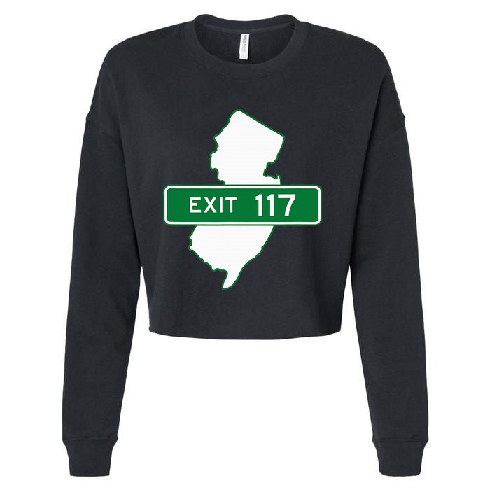 New Jersey Nj Gsp Garden State Parkway Exit Sign 117 Cropped Pullover Crew