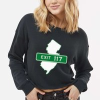 New Jersey Nj Gsp Garden State Parkway Exit Sign 117 Cropped Pullover Crew