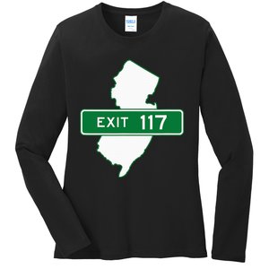 New Jersey Nj Gsp Garden State Parkway Exit Sign 117 Ladies Long Sleeve Shirt