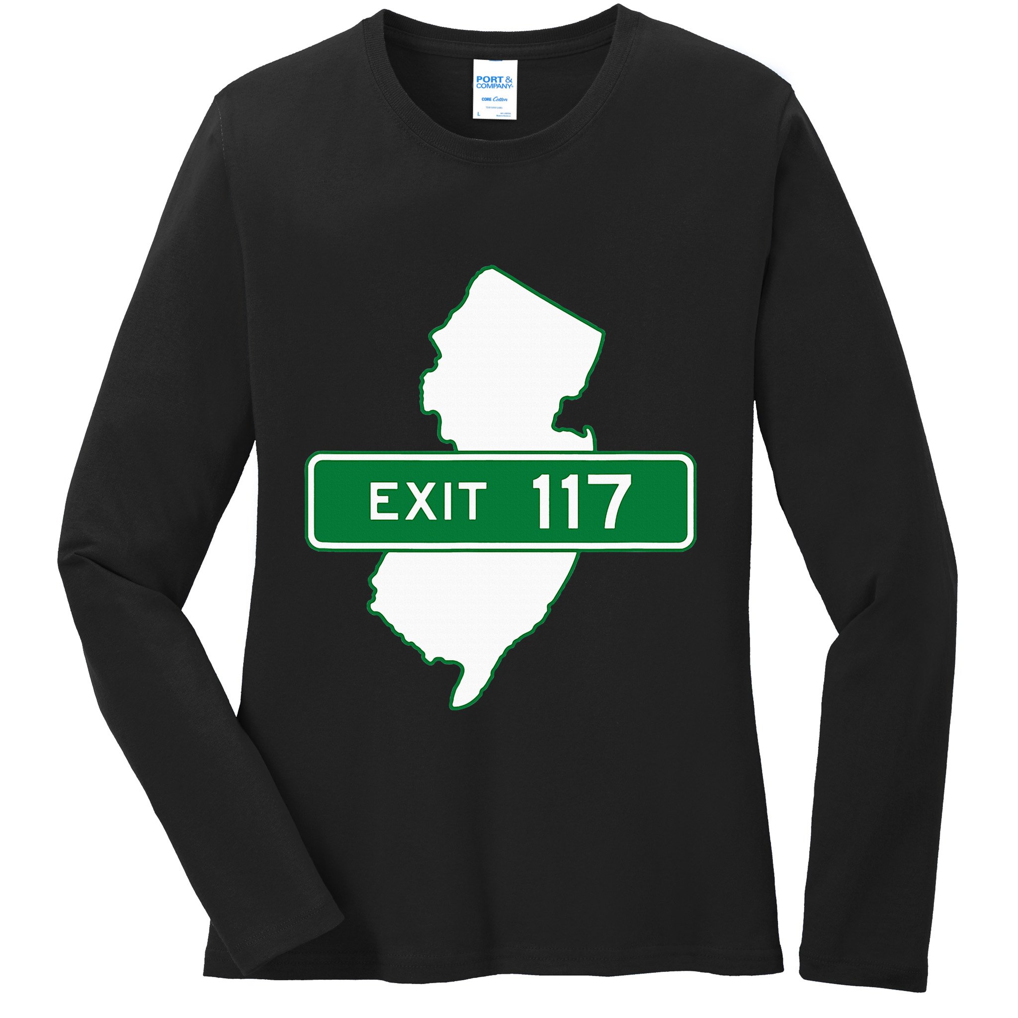 New Jersey Nj Gsp Garden State Parkway Exit Sign 117 Ladies Long Sleeve Shirt